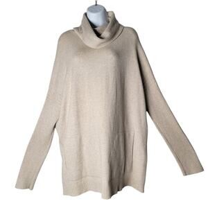 Cyrus‎ Women’s XL Beige Cowl Neck Sweater Long Sleeve Pullover Pocket Capsule